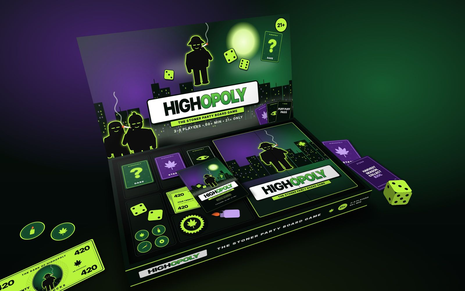Highopoly box open with the lid propped behind the insert tray